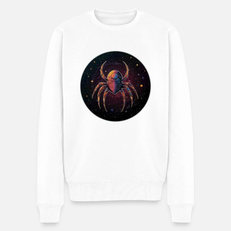 Weltraumspinne im Weltall im Orbit - Männer Premium Bio Pullover - Weiß