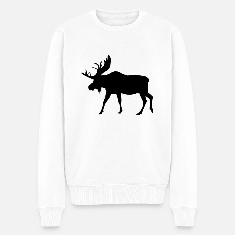 Elch Silhouette Schweden Urlaub Skandinavien - Männer Premium Bio Pullover - Weiß