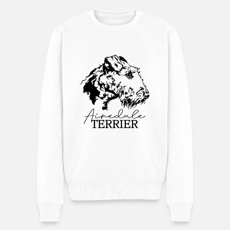 AIREDALE TERRIER Hundeportrait Hund Hunde Wilsigns - Männer Premium Bio Pullover - Weiß