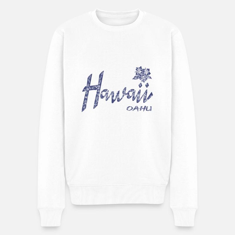 Hawaii Oahu - Männer Premium Bio Pullover - Weiß