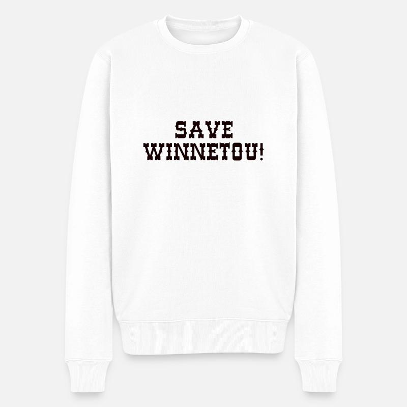 enregistrer winnetou,police,typo,noir,occidental - Pull Premium bio Homme - blanc