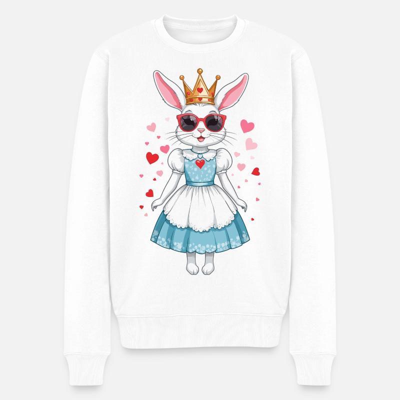 Süße Hasen Prinzessin - Männer Premium Bio Pullover - Weiß
