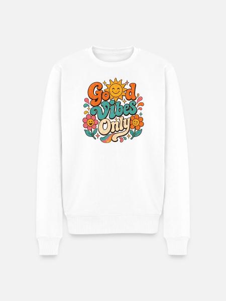Good Vibe's Only Retro Floral - Men's Premium Organic Jumper - white