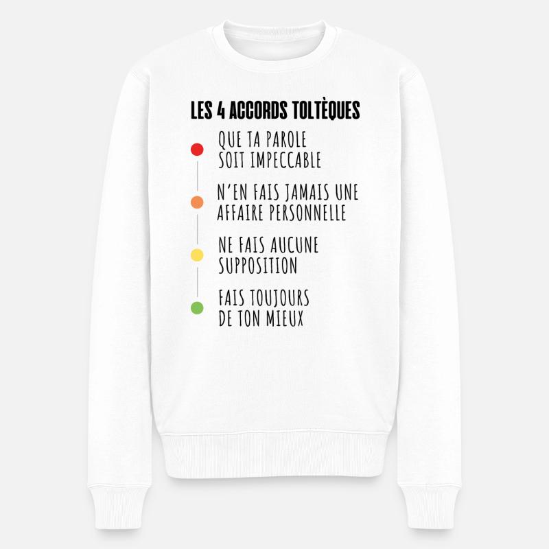 Les 4 accords toltèques - Pull Premium bio Homme - blanc