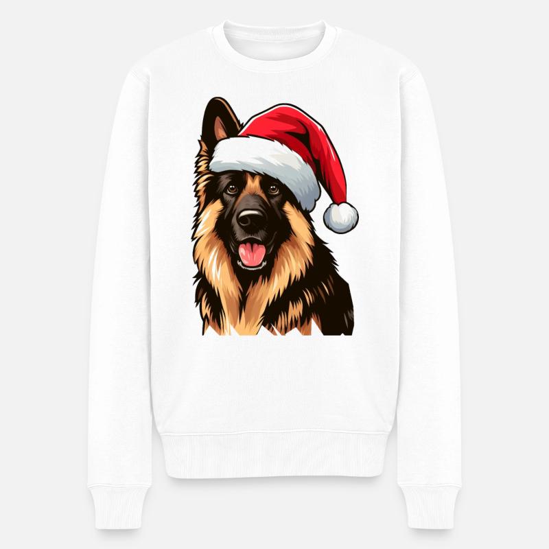 Deutscher Schäferhund Der Weihnachtsmann - Männer Premium Bio Pullover - Weiß