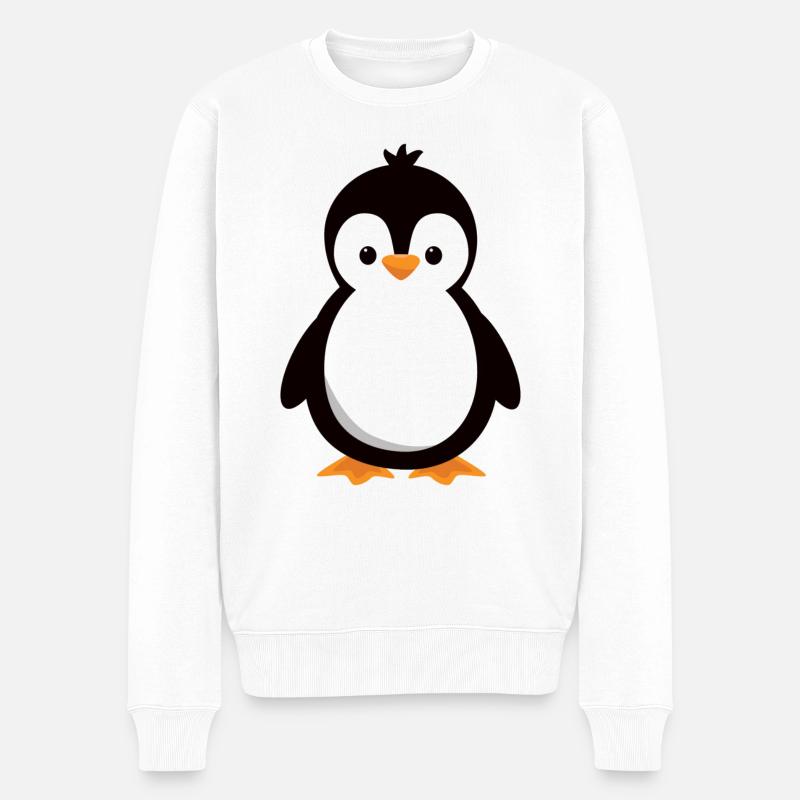 süßer Pinguin - Männer Premium Bio Pullover - Weiß