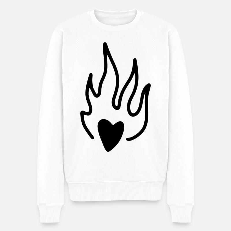 Herz - Männer Premium Bio Pullover - Weiß