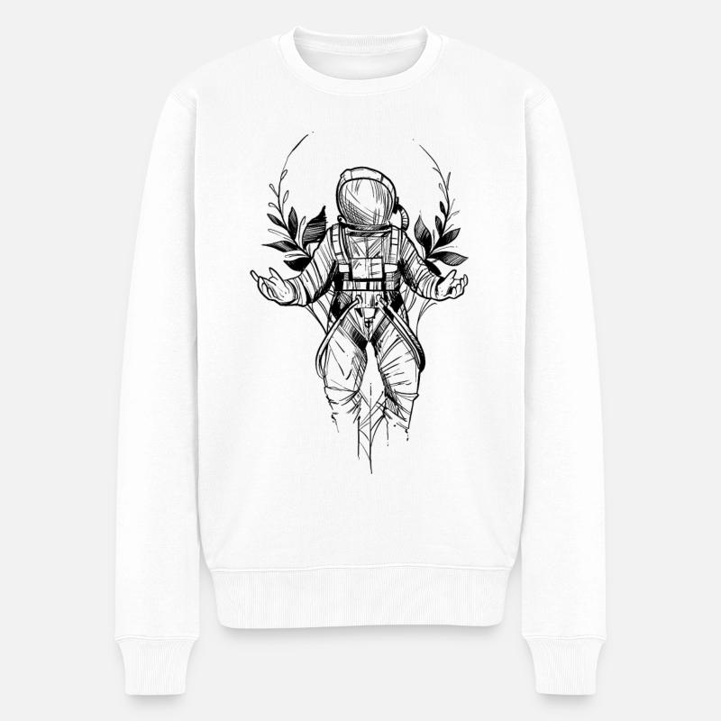 Astronaut Skizze - Männer Premium Bio Pullover - Weiß