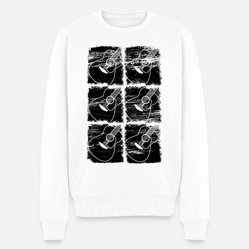 Gitarre - Männer Premium Bio Pullover - Weiß