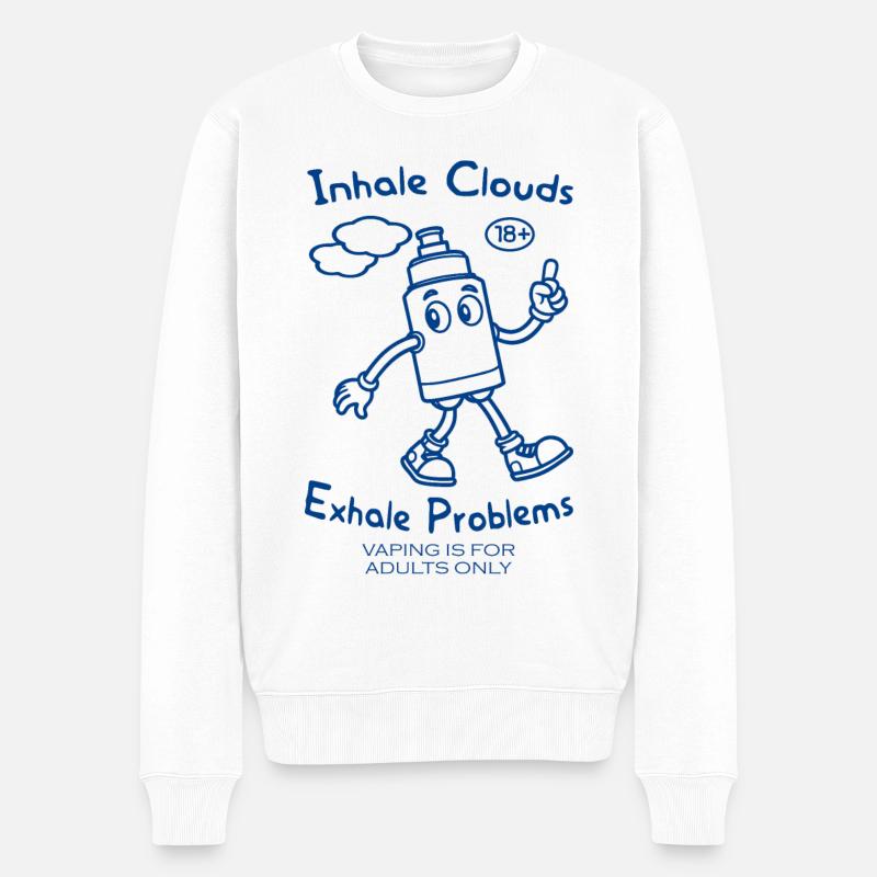 Inhale Clouds, Exhale Problems - Funny Vape - Männer Premium Bio Pullover - Weiß