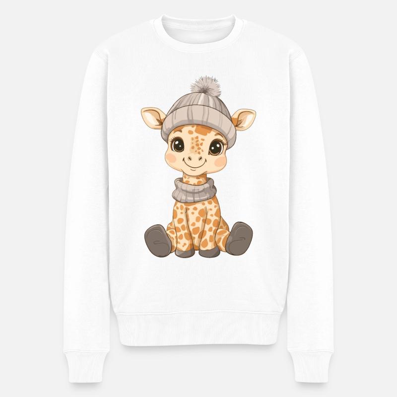 Giraffe Süß Niedlich Baby Kinder Tier Cartoon - Männer Premium Bio Pullover - Weiß
