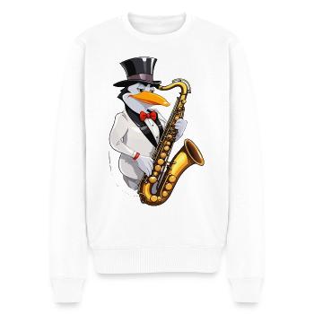 Jazzy Pinguin - Männer Premium Bio Pullover - Weiß - Vorne - Thijin (182cm)