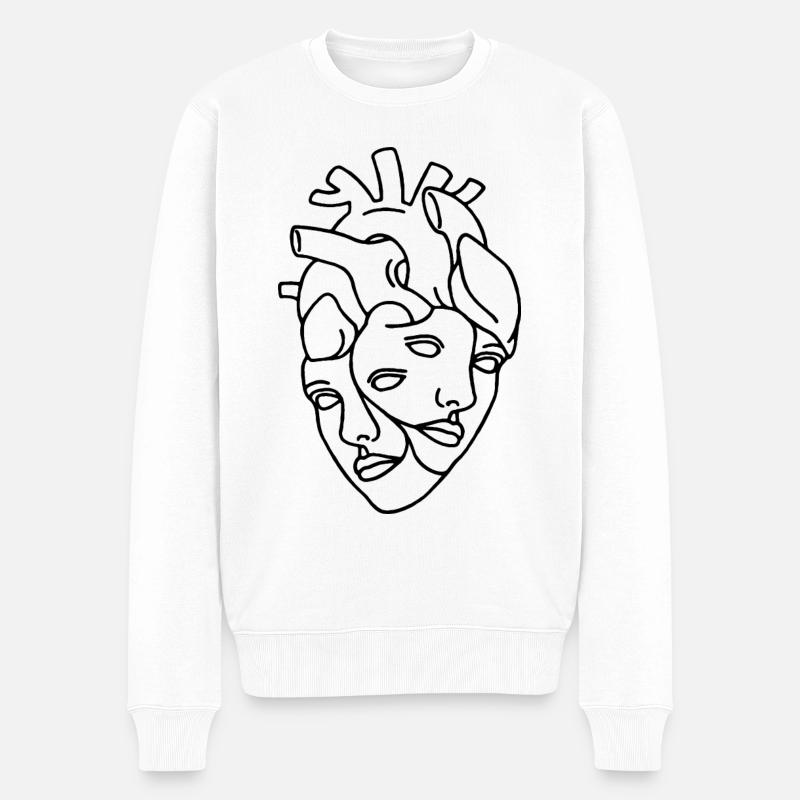 Herz - Männer Premium Bio Pullover - Weiß