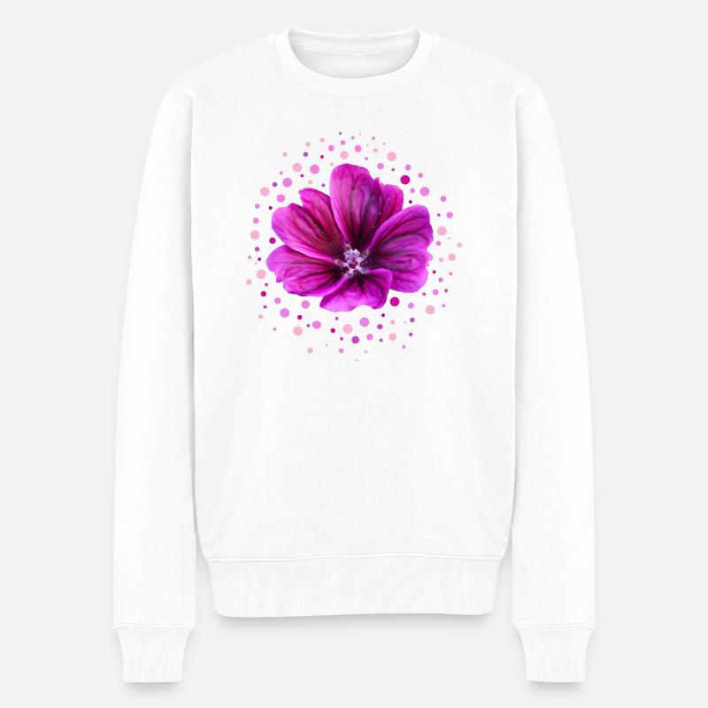 Malve lila Blüte - Männer Premium Bio Pullover - Weiß