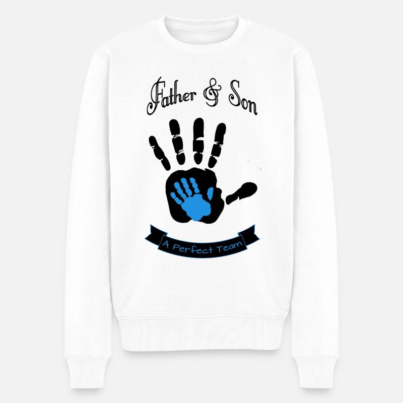 Father and Son, Vater und Sohn - Männer Premium Bio Pullover - Weiß