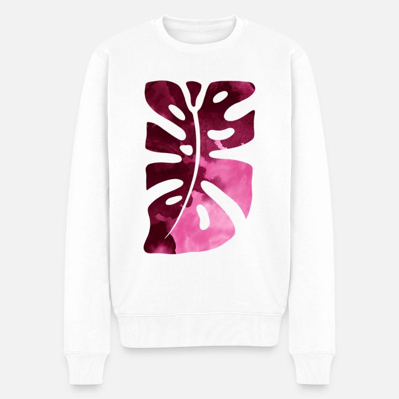 Feuille de Monstera - Pull Premium bio Homme - blanc