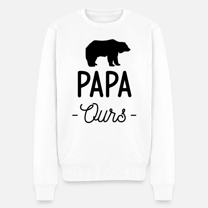 Papa ours - Pull Premium bio Homme - blanc