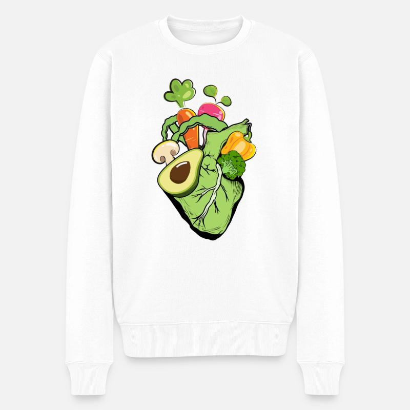 Veganes Herz - Männer Premium Bio Pullover - Weiß