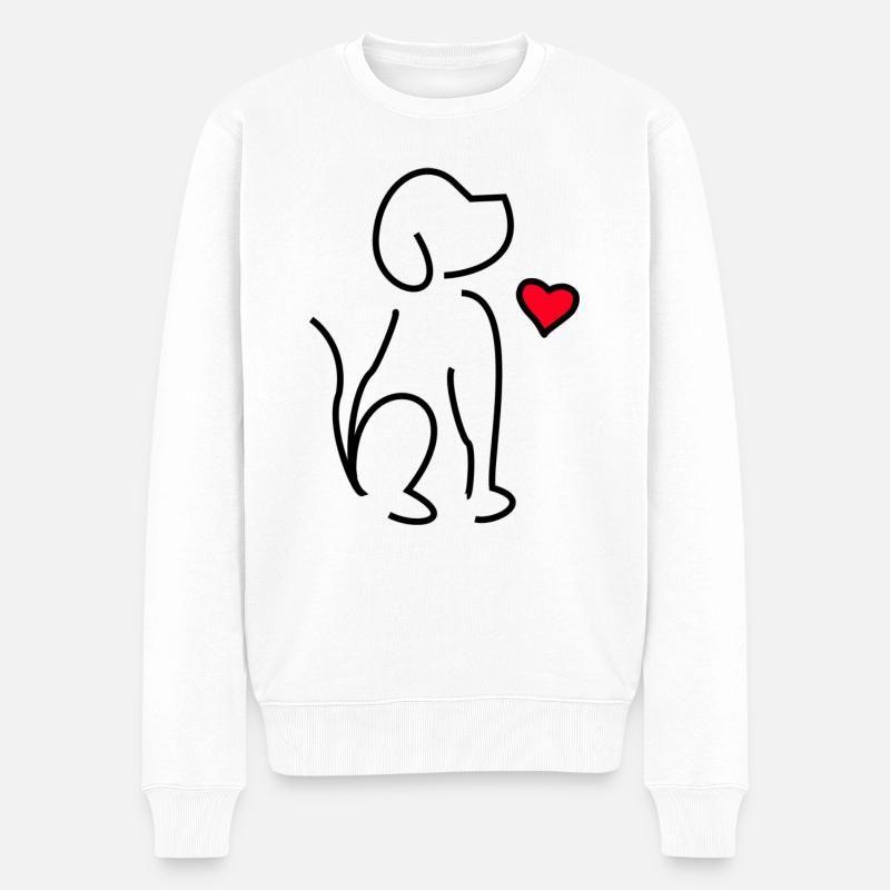Hund Herz - Männer Premium Bio Pullover - Weiß