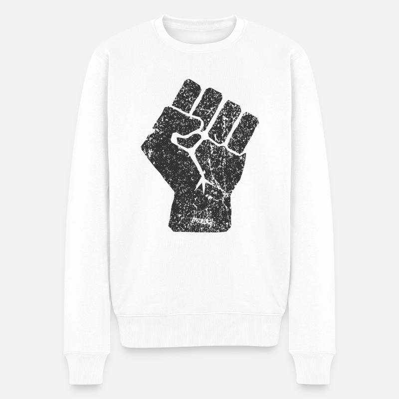 Erhöhte Faust Symbol - Männer Premium Bio Pullover - Weiß