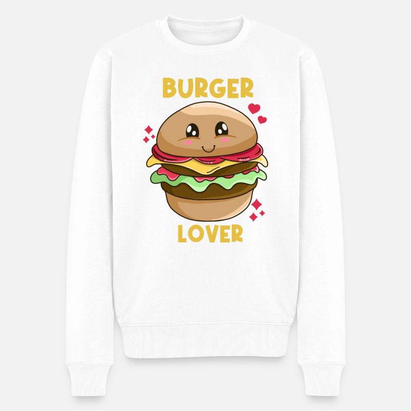 Burger Lover - Männer Premium Bio Pullover - Weiß