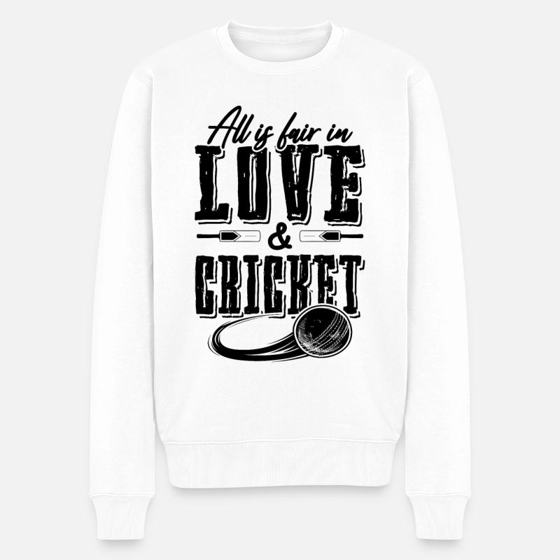 liebe cricket spruch - Männer Premium Bio Pullover - Weiß