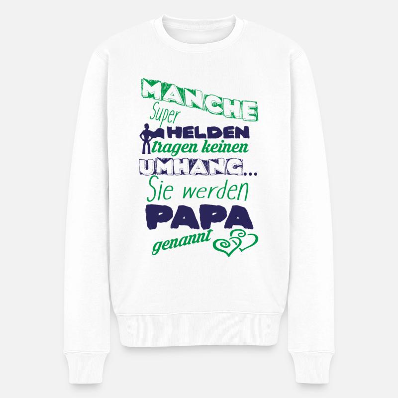 Superhelden werden Papa genannt - Männer Premium Bio Pullover - Weiß