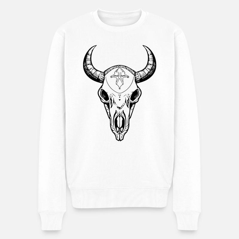 Crâne de vache Boho - Pull Premium bio Homme - blanc
