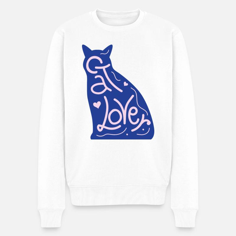 Katze - Männer Premium Bio Pullover - Weiß