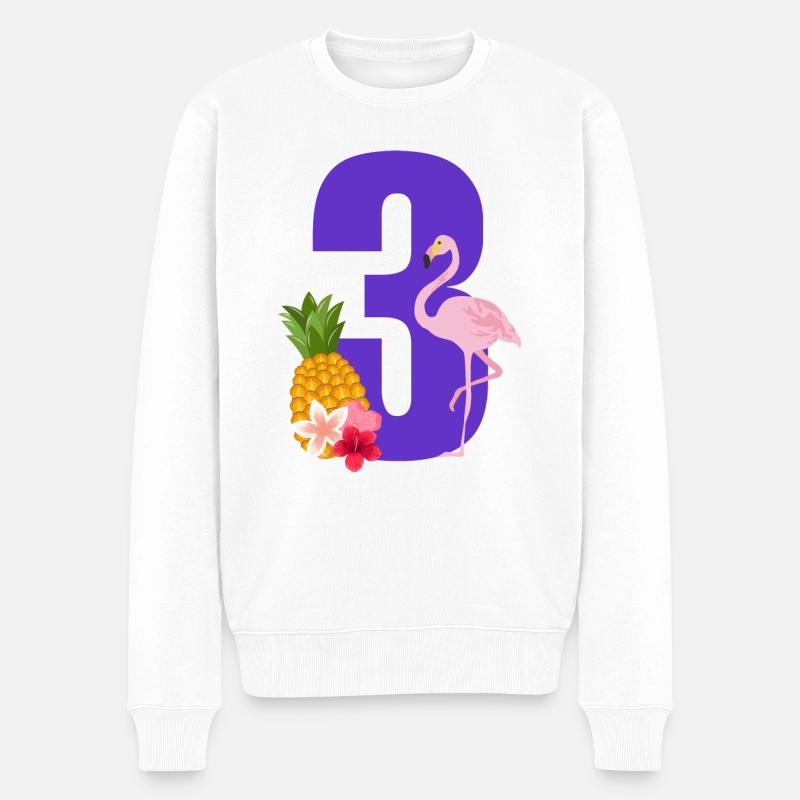 3. Jubiläum Flamingo - Männer Premium Bio Pullover - Weiß
