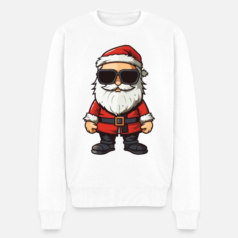 Weihnachtsmann Comic Santa Xmas - Männer Premium Bio Pullover - Weiß