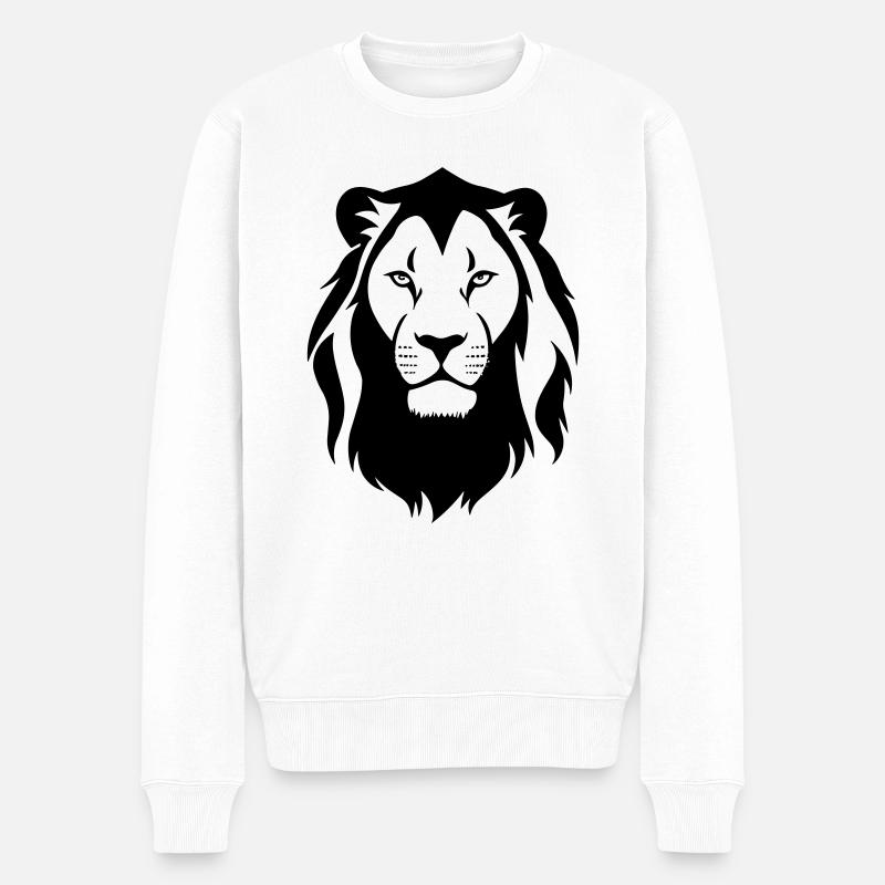 Felin Dschungel Löwenkopf - Männer Premium Bio Pullover - Weiß