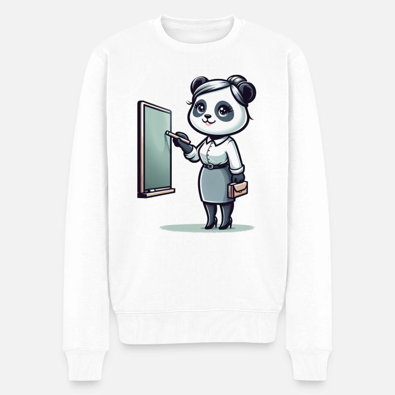 Professeur de panda mignon - Pull Premium bio Homme - blanc