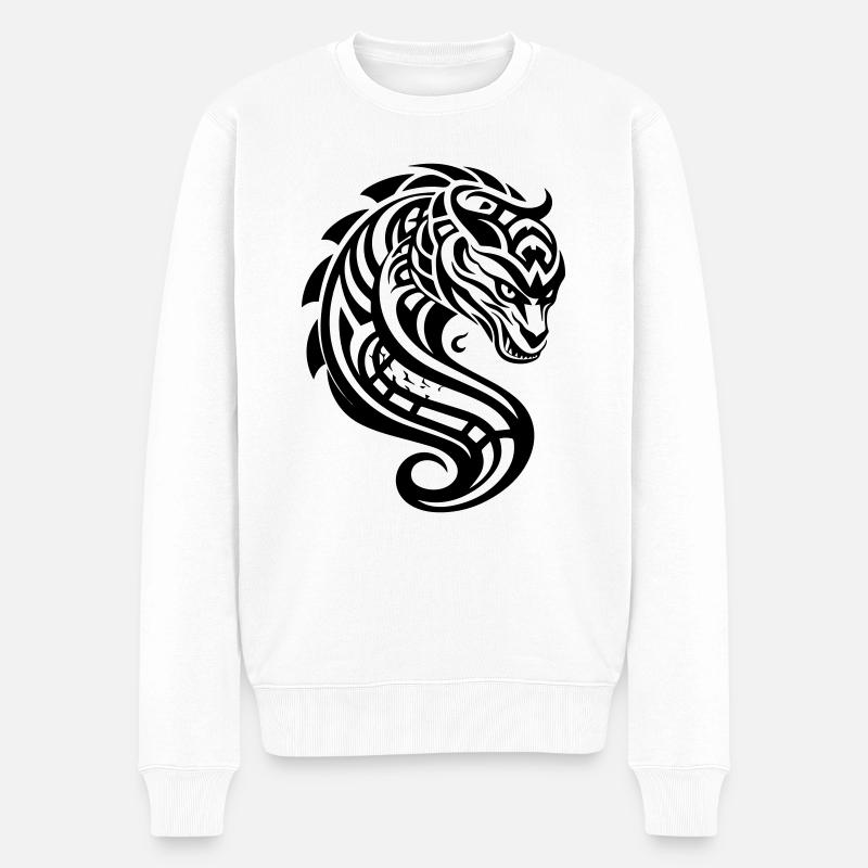 Tribal Drache - Männer Premium Bio Pullover - Weiß