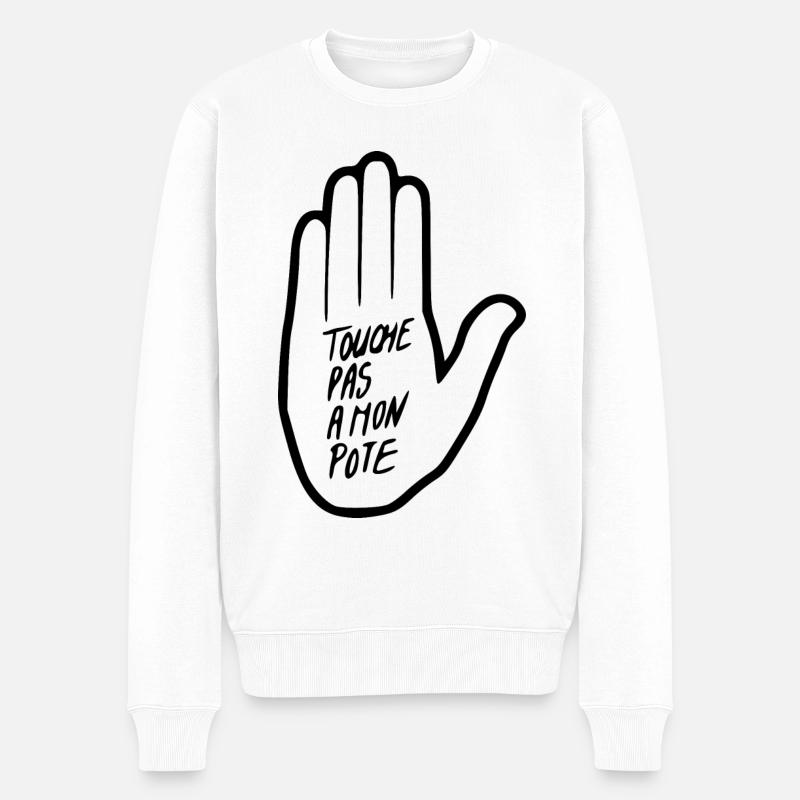 Meinen Kumpel nicht anfassen - Männer Premium Bio Pullover - Weiß