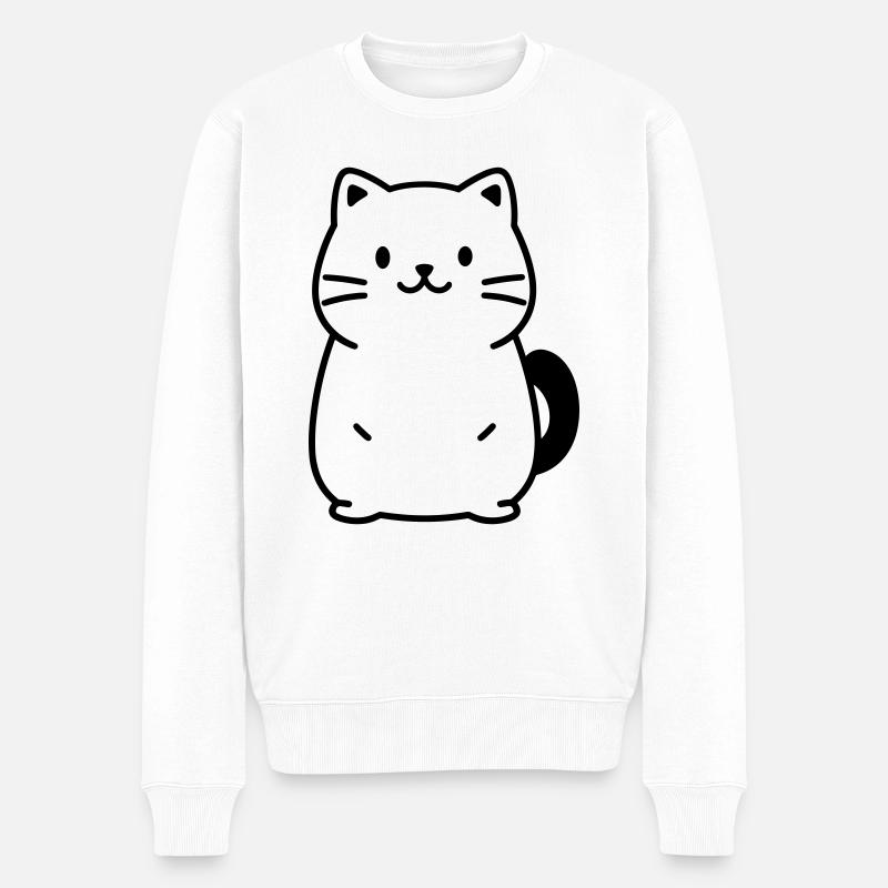 chat - Pull Premium bio Homme - blanc