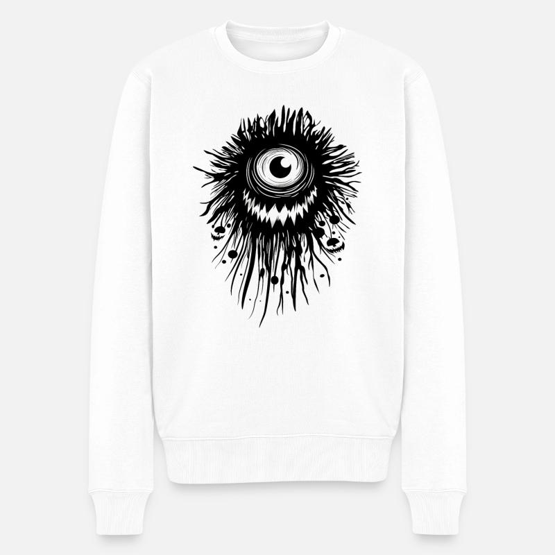 Das lächelnde Monster - Männer Premium Bio Pullover - Weiß