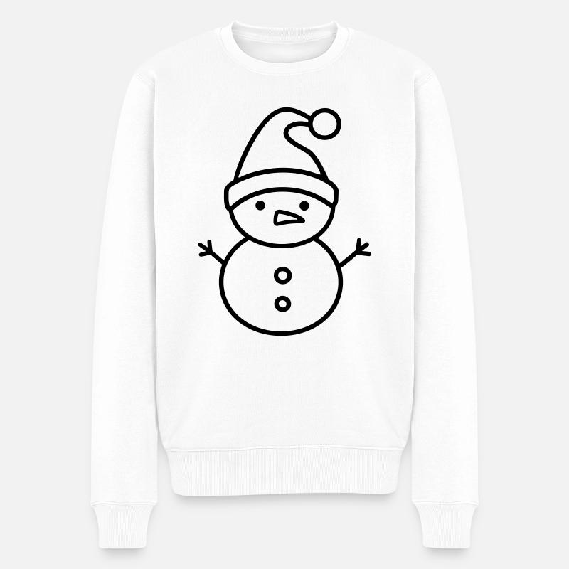 Schneemann - Männer Premium Bio Pullover - Weiß