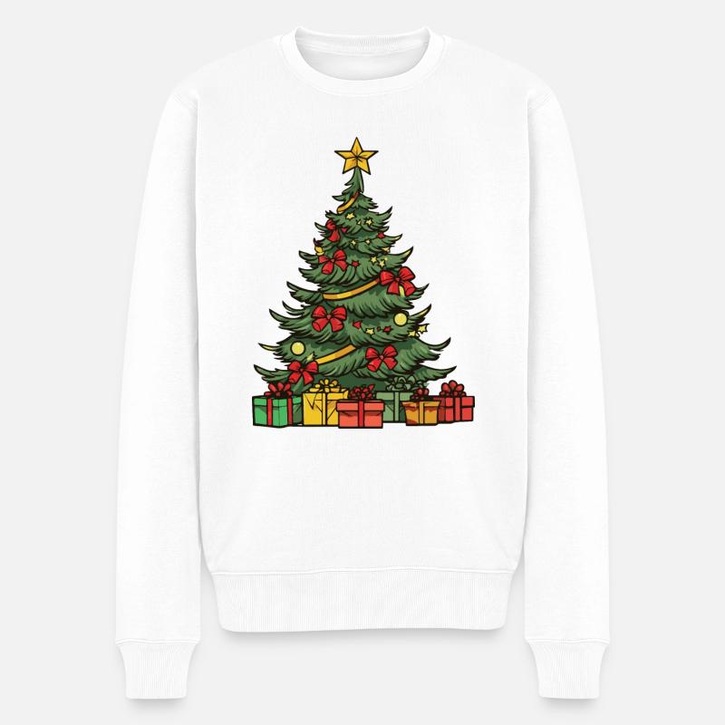 Tanne baum Xmas Weihnachten - Männer Premium Bio Pullover - Weiß