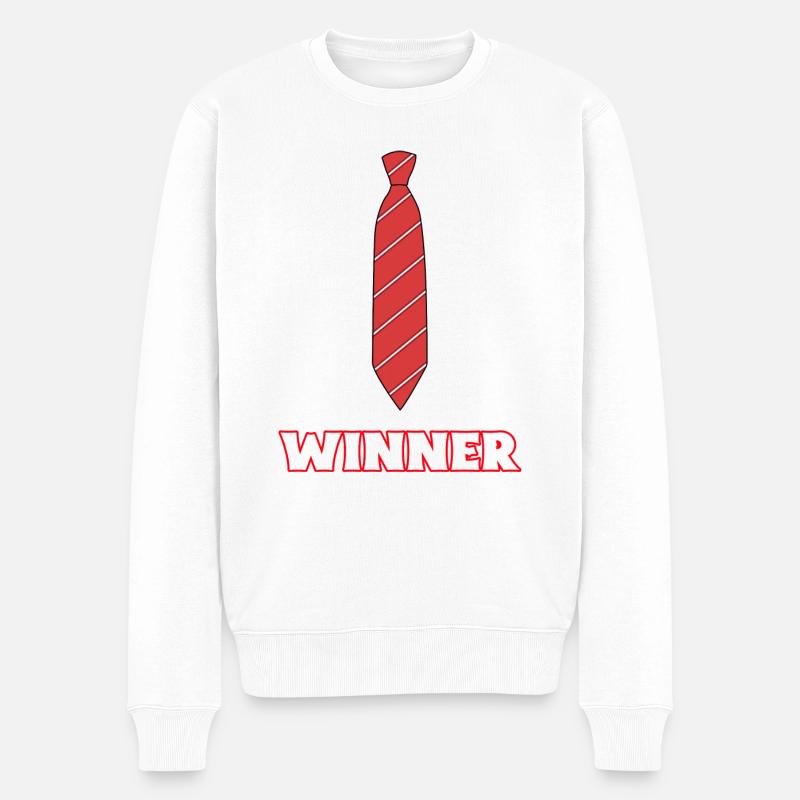 Cravate rouge  - Pull Premium bio Homme - blanc