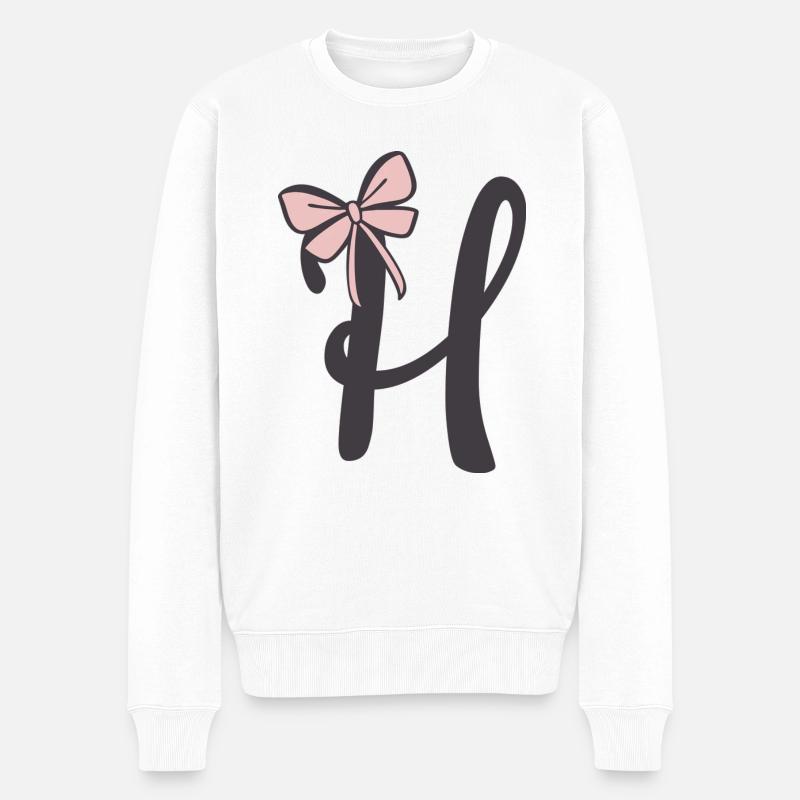 Lettre initiale H Ruban - Pull Premium bio Homme - blanc