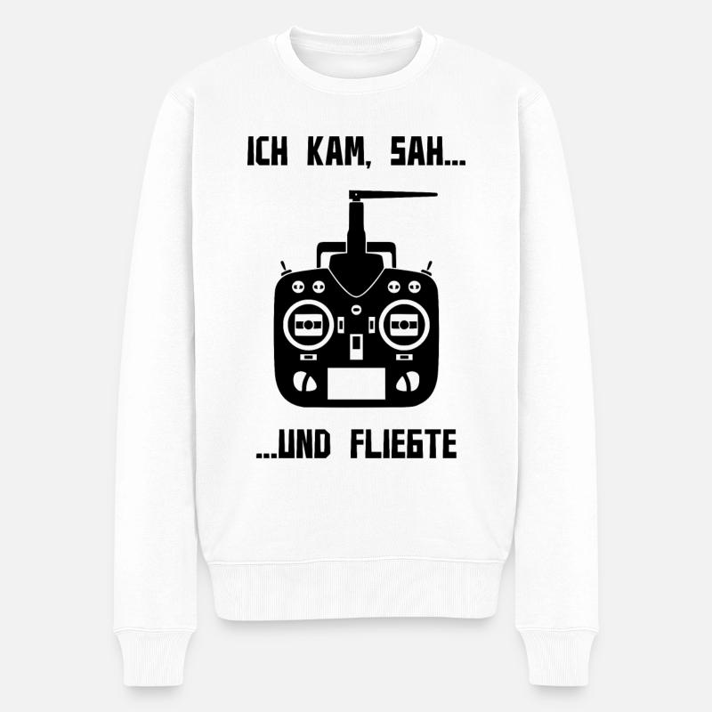 Ich kam sah und fliegte RC Pilot Hobby Geschenk - Männer Premium Bio Pullover - Weiß