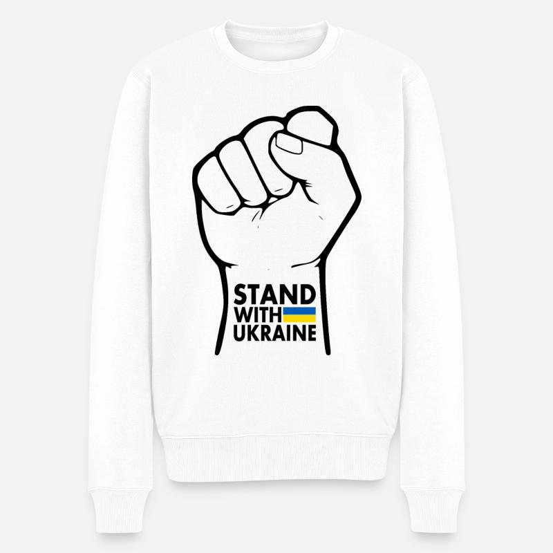 stand with ukraine - Männer Premium Bio Pullover - Weiß
