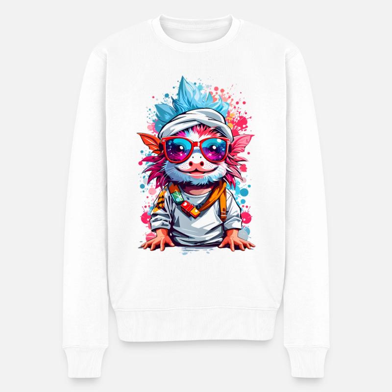 Coole Axolotl - Männer Premium Bio Pullover - Weiß