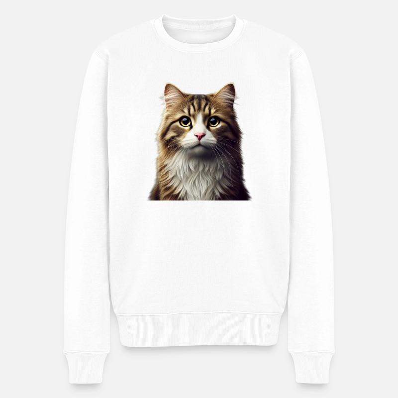 Katze - Männer Premium Bio Pullover - Weiß