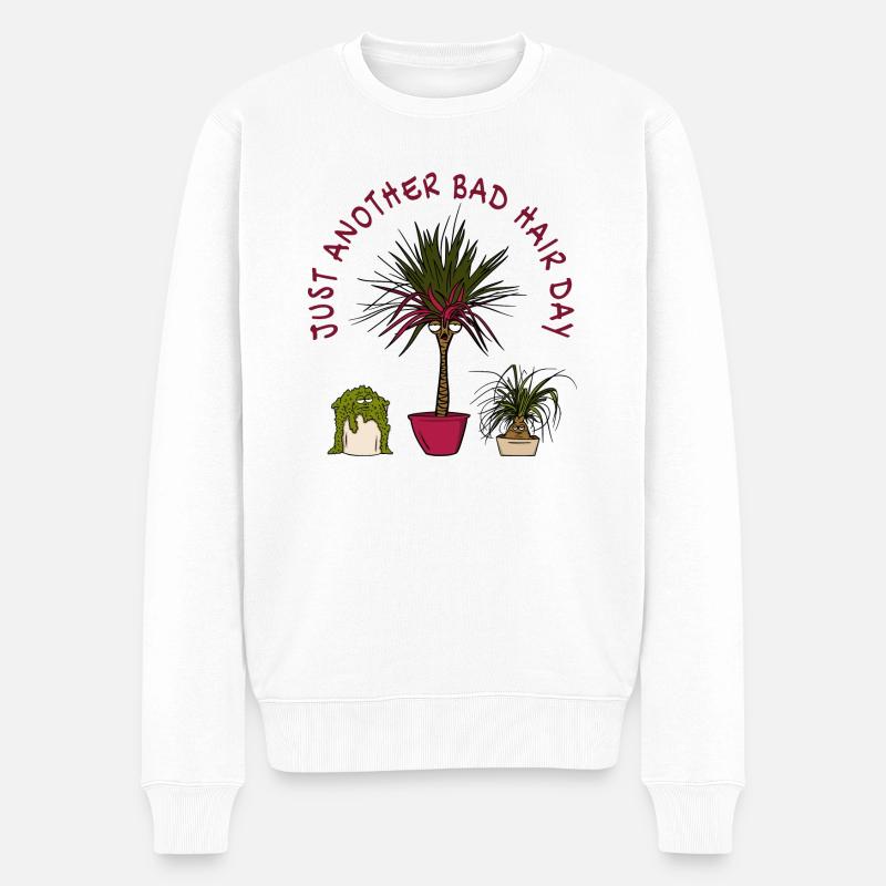 Bad Hair Day - Männer Premium Bio Pullover - Weiß