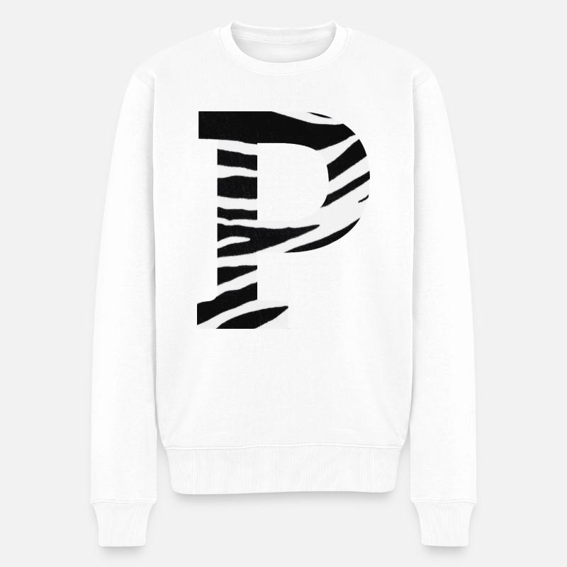 Buchstabe p Zebra - Männer Premium Bio Pullover - Weiß