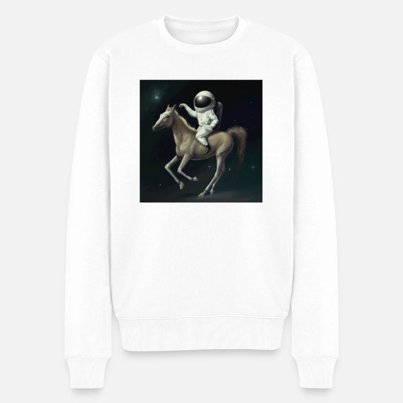 Astronaut auf einem Pferd - Männer Premium Bio Pullover - Weiß