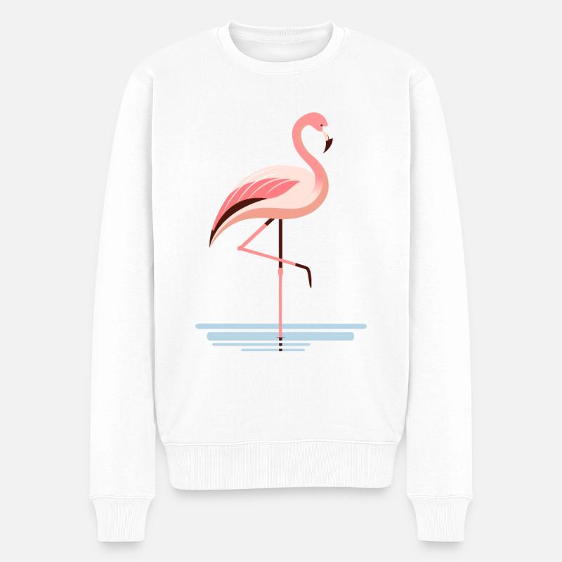 Flamingo im Wasser - Männer Premium Bio Pullover - Weiß