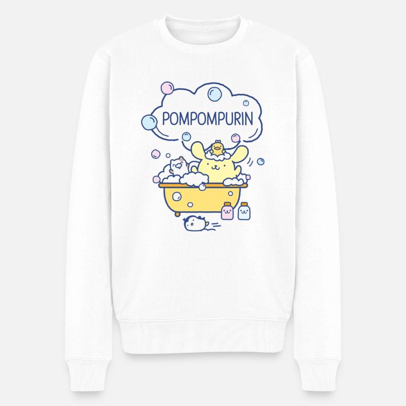 Pompompurin Badet Mit Muffin, Custard Und Whip - Männer Premium Bio Pullover - Weiß